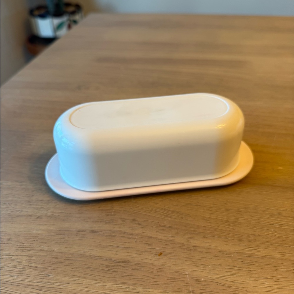 VintageTupperware Butter Dish 1 Stick Holder White & Ivory Rose Pink VTG 2320A-4